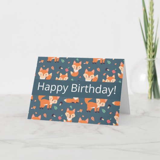 Niedlich Orange Fox Muster Happy Birthday Karte (Vorderseite)