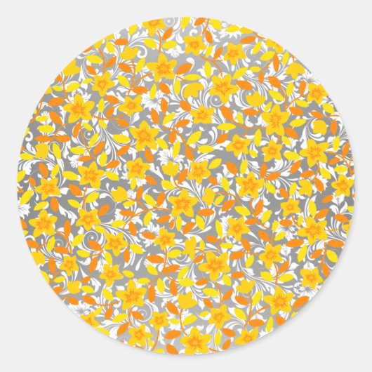Niedlich orange-gelbe Blume Runder Aufkleber (Vorderseite)