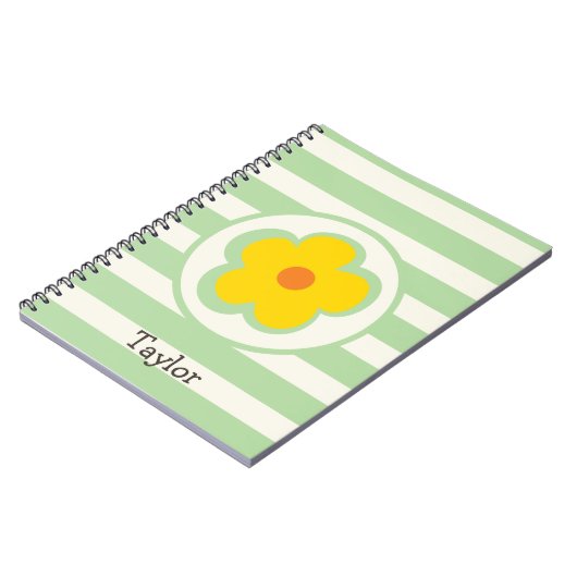 Niedlich orange Gelbe und grüne Blume Notizblock (Linke Seite)