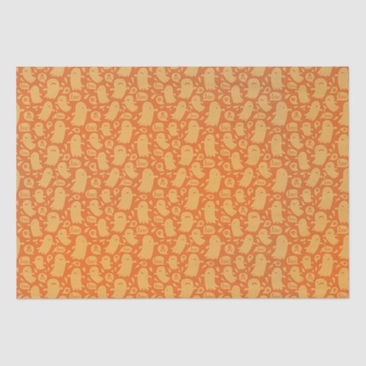 Niedlich Orange Ghosts Halloween Seidenpapier (Vorderseite)