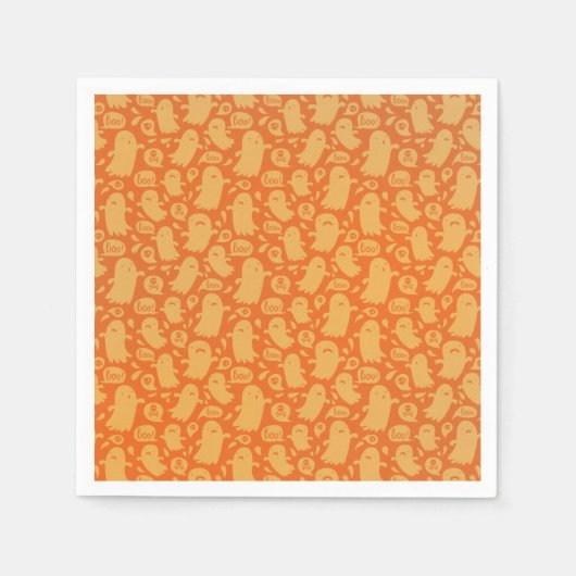 Niedlich Orange Ghosts Halloween Serviette (Vorderseite)