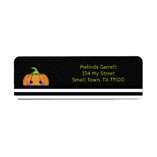 Niedlich Orange Glitzer Pumpkin Halloween-Adresse (Vorne)