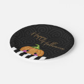 Niedlich Orange Glitzer Pumpkin Halloween-Party Pappteller (Schrägansicht)