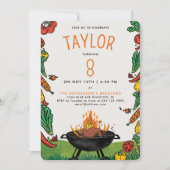 Niedlich Orange GRILLEN Backyard Grill Kinder Auße Einladung (Vorderseite)