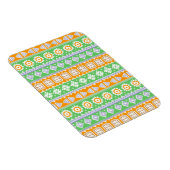Niedlich-orange-grüne ethnische Muster Magnet (Rechte Seite)
