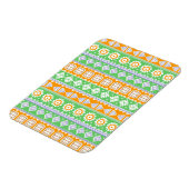 Niedlich-orange-grüne ethnische Muster Magnet (Linke Seite)