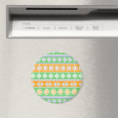 Niedlich-orange-grüne ethnische Muster Magnet (In Situ (Geschirrspüler))