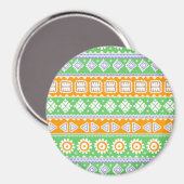 Niedlich-orange-grüne ethnische Muster Magnet (Vorderseite/Rückseite)