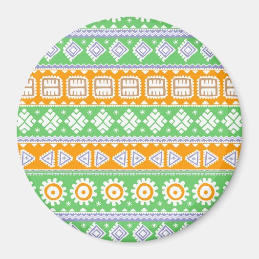 Niedlich-orange-grüne ethnische Muster Magnet (Vorne)