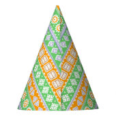 Niedlich-orange-grüne ethnische Muster Partyhütchen (Rückseite)