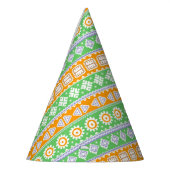 Niedlich-orange-grüne ethnische Muster Partyhütchen (Links)