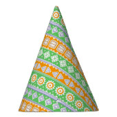 Niedlich-orange-grüne ethnische Muster Partyhütchen (Rechts)