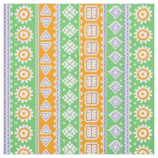 Niedlich-orange-grüne ethnische Muster Stoff (Muster)