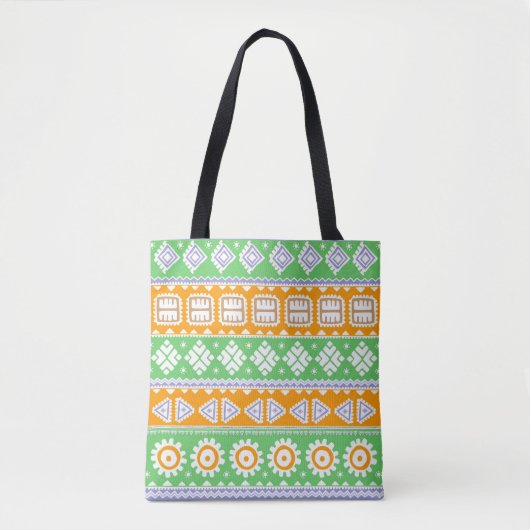 Niedlich-orange-grüne ethnische Muster Tasche (Vorderseite)