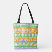 Niedlich-orange-grüne ethnische Muster Tasche (Rückseite)