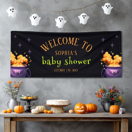Niedlich Orange Halloween Cauldron Baby Dusche Emp Banner