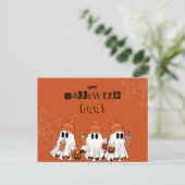 Niedlich Orange Happy Halloween Boo Ghosts Postkarte (Stehend Vorderseite)