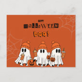Niedlich Orange Happy Halloween Boo Ghosts Postkarte (Vorderseite)
