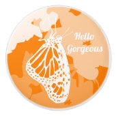 Niedlich Orange Hello Gorgeous Monarch Butterfly Keramikknauf (Vorderseite)