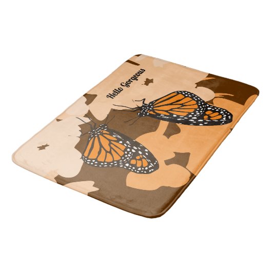 Niedlich Orange Hello Gorgeous Monarch Butterfly P Badematte (Schrägansicht)