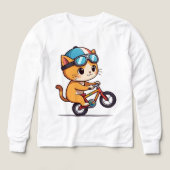 Niedlich Orange Katze Reiten a Bicycle Kinder T - (Design Vorderseite)