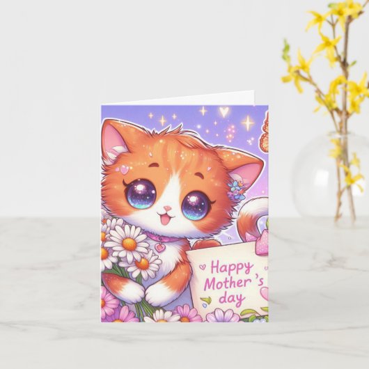 Niedlich Orange Kitten am Muttertag der Daisies Karte (Gelbe Blume)