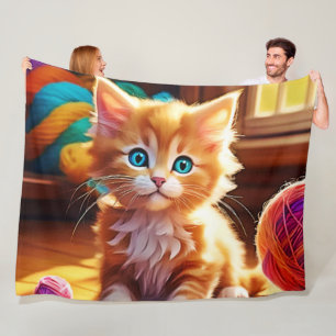 Niedlich Orange Kitten Art Fleecedecke
