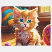 Niedlich Orange Kitten Art Fleecedecke (Vorderseite (Horizontal))