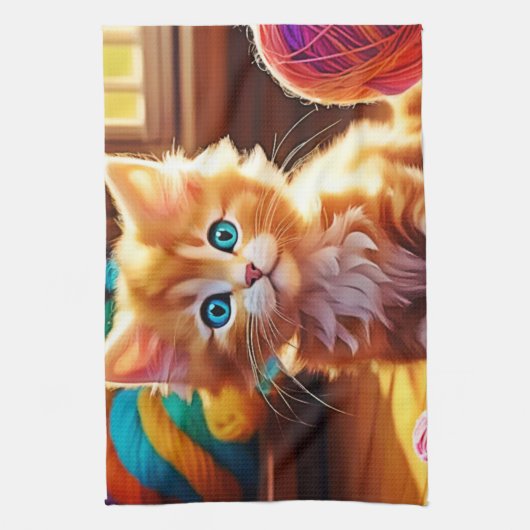 Niedlich Orange Kitten Art Geschirrtuch (Vertikal)