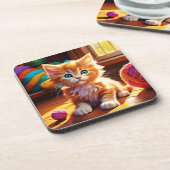 Niedlich Orange Kitten Art Getränkeuntersetzer (Linke Seite)