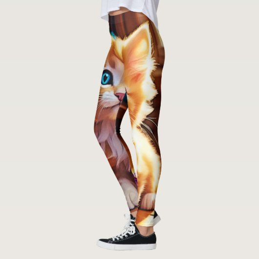 Niedlich Orange Kitten Art Leggings (Links)