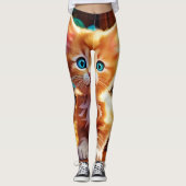 Niedlich Orange Kitten Art Leggings (Vorderseite)
