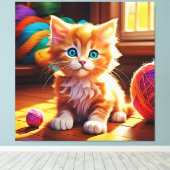 Niedlich Orange Kitten Art Leinwanddruck (Insitu (Holzboden))