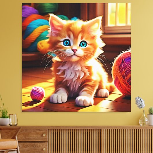 Niedlich Orange Kitten Art Leinwanddruck (Insitu (Wohnzimmer))