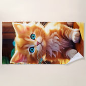 Niedlich Orange Kitten Art Strandtuch (Vorderseite)