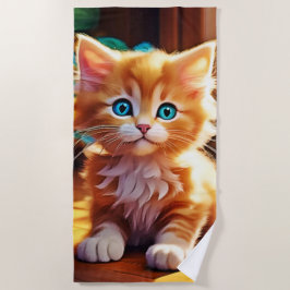 Niedlich Orange Kitten Art Strandtuch