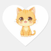 Niedlich Orange Kitten Herz-Aufkleber (Vorderseite)