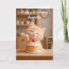 Niedlich Orange Kitten mit einem Cupcake Karte