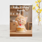 Niedlich Orange Kitten mit einem Cupcake Karte (Gelbe Blume)