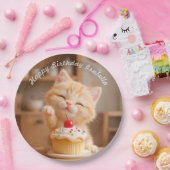 Niedlich Orange Kitten mit einem Cupcake Pappteller (Party)