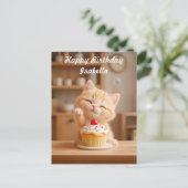 Niedlich Orange Kitten mit einem Cupcake Postkarte (Stehend Vorderseite)
