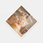 Niedlich Orange Kitten mit einem Cupcake Serviette (Ecke)