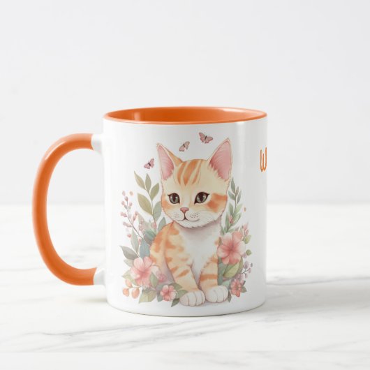 Niedlich Orange Kitten World's Best Cat Mama Tasse (Links)
