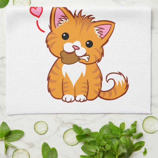 Niedlich Orange Kitty Cat Geschirrtuch (Gefaltet)