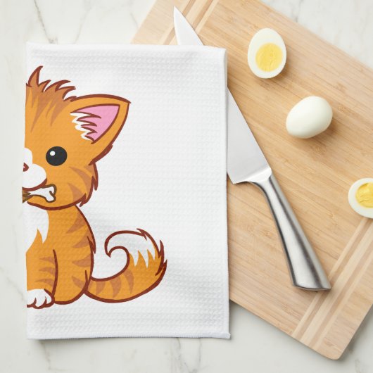 Niedlich Orange Kitty Cat Geschirrtuch (Viertel Falte)