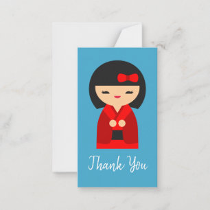 Niedlich orange Kokeshi Japanische Puppen Mitteilungskarte