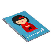 Niedlich orange Kokeshi Japanische Puppen Notizblock (Rechte Seite)