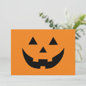 Niedlich-orange-Kürbislaterne lustiges Halloween Einladung (Stehend Vorderseite)