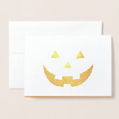 Niedlich-orange-Kürbislaterne lustiges Halloween Folienkarte (Vorderseite mit Umschlag)