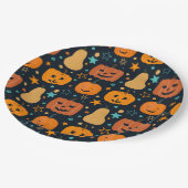 Niedlich Orange Kürbislaterne Pumpkin Halloween Pappteller (Schrägansicht)